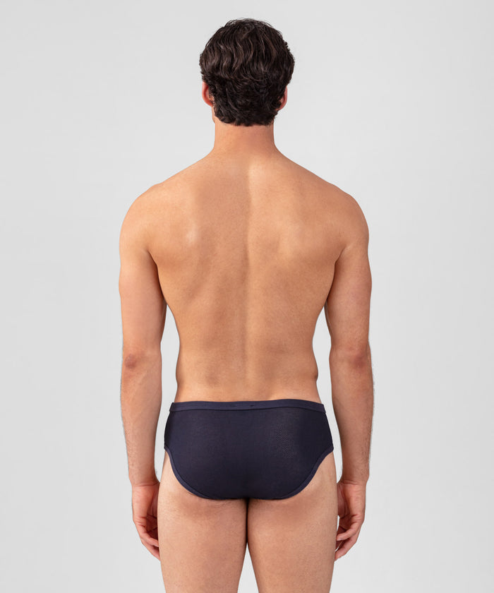 Mesh Y-Front Briefs: Navy