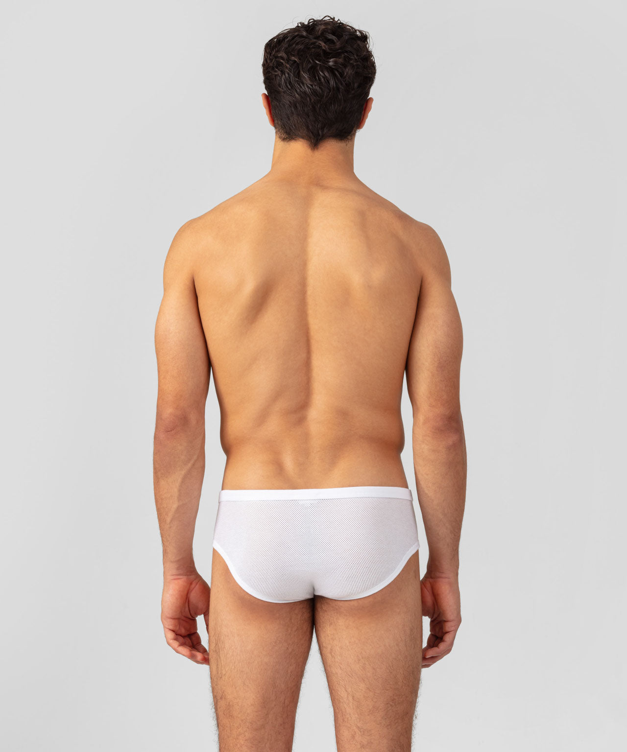 Cotton Mesh Y-Front Briefs: White