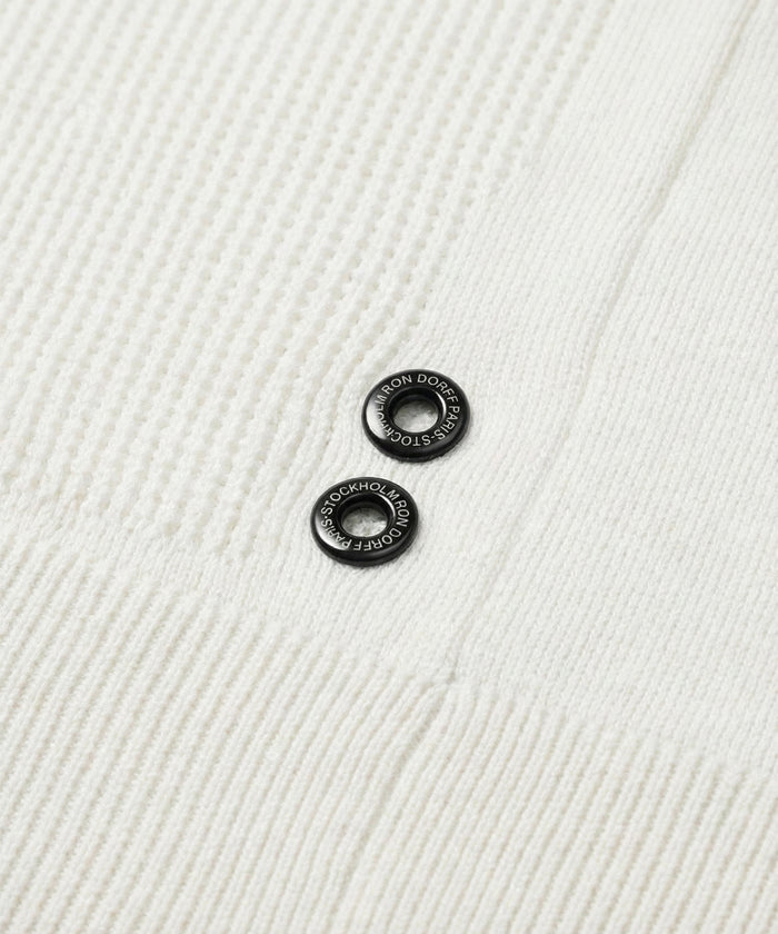 Knitted V Neck Polo: Off White