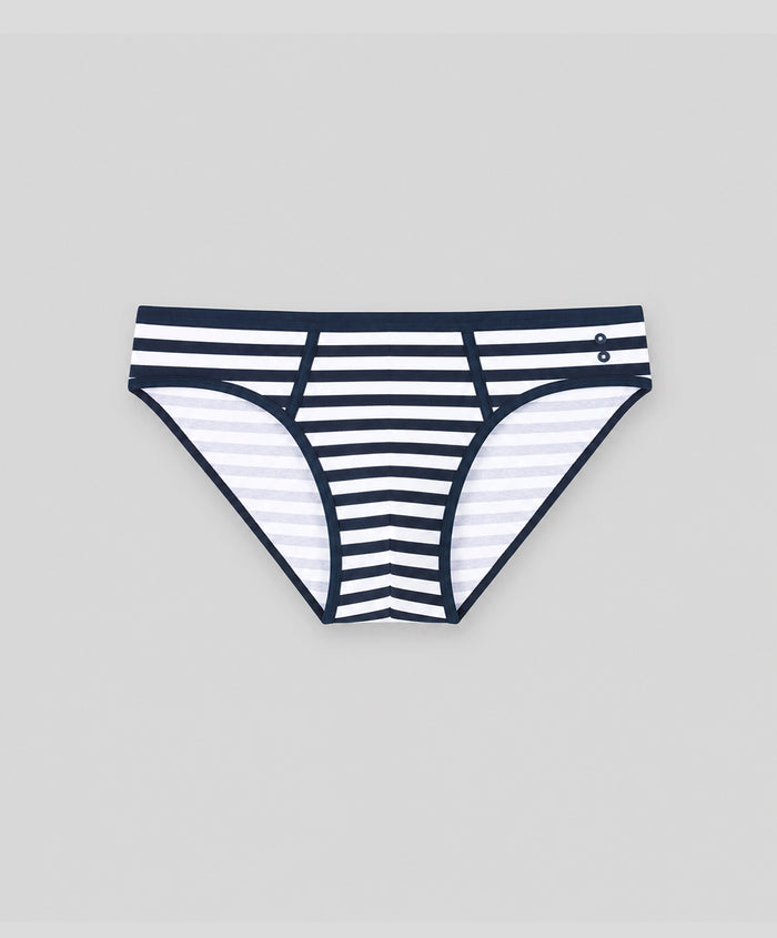 Slim Y-Front Briefs: Navy/White