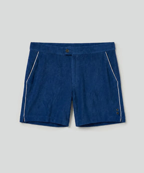 Cotton Terry Tennis Shorts w. Piping: Bleu