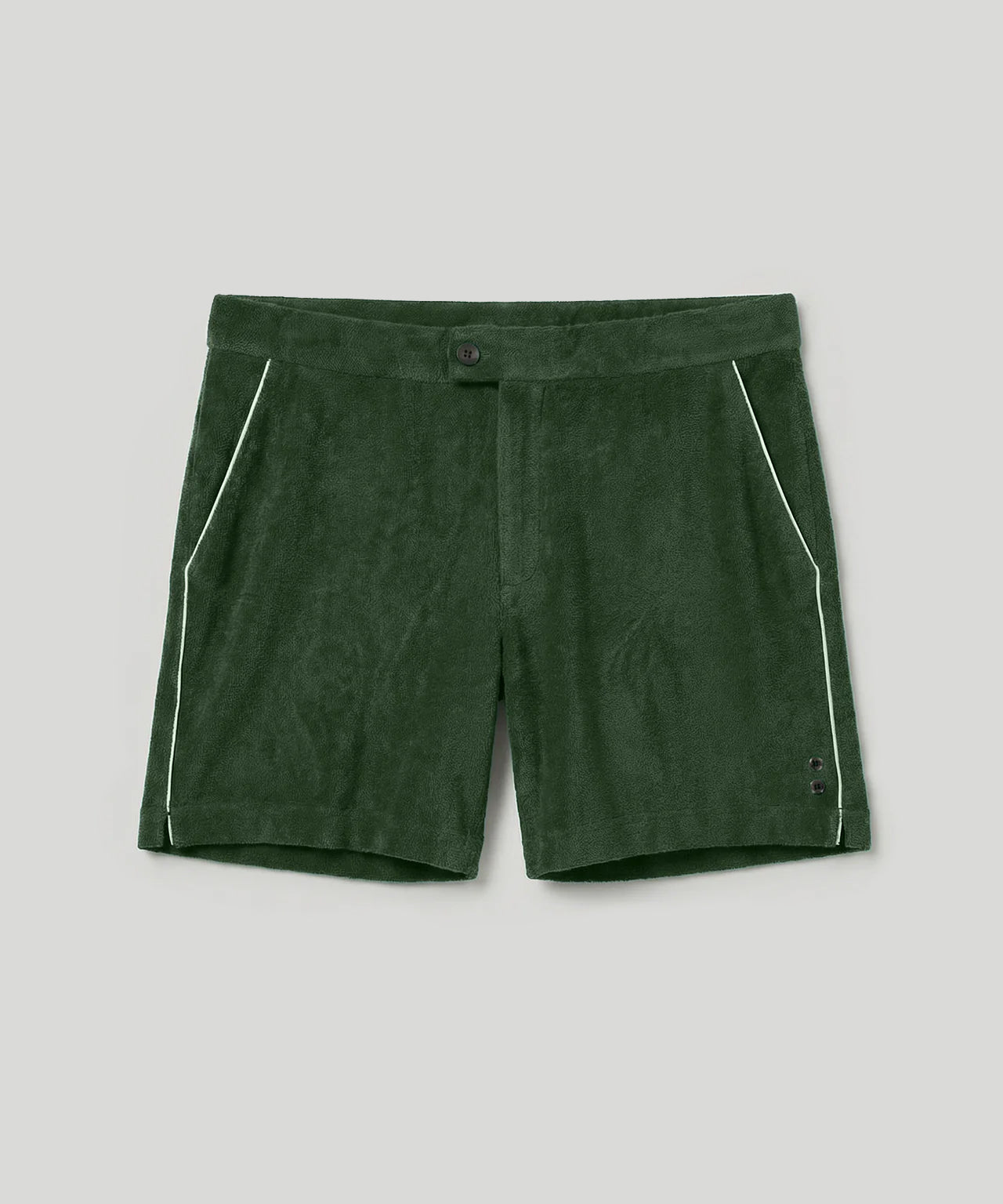 Cotton Terry Tennis Shorts w. Piping: Court Green