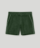 Cotton Terry Tennis Shorts w. Piping: Court Green