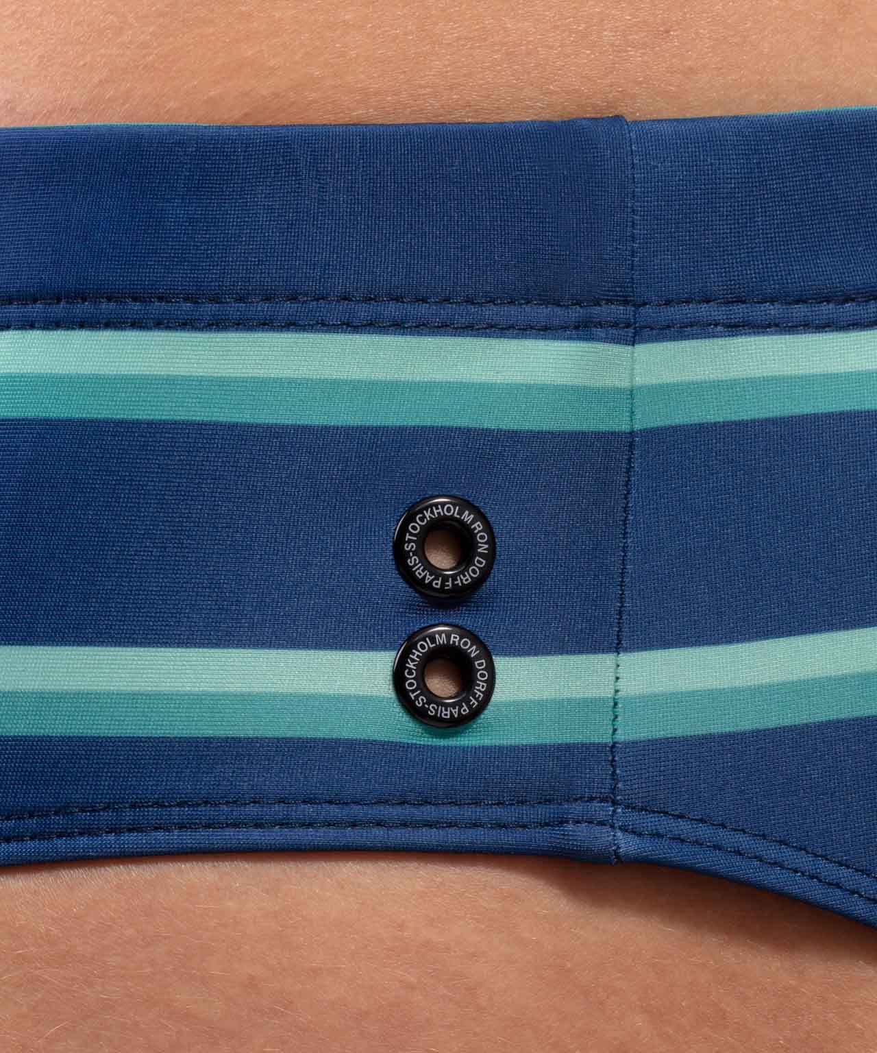 Swim Briefs Retro Stripes: Pistachio Green / Navy