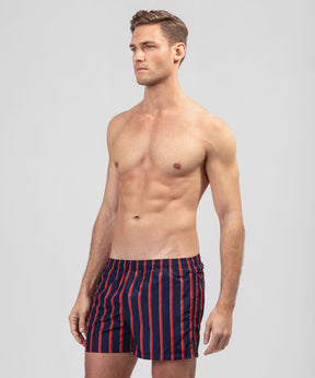 Swim Shorts Retro Stripes: Amalfi Red / Navy