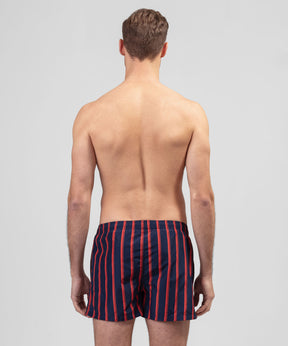 Swim Shorts Retro Stripes: Amalfi Red / Navy