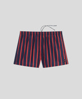 Swim Shorts Retro Stripes: Amalfi Red / Navy