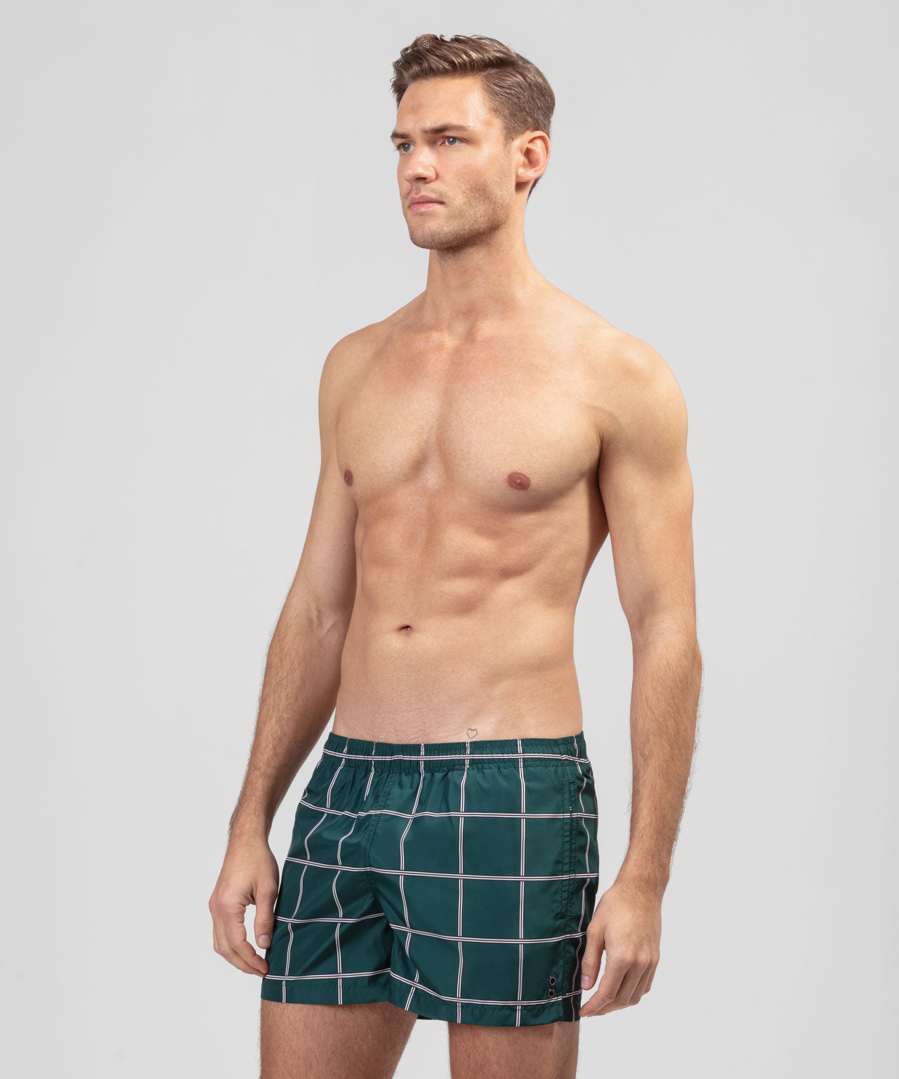 Swim Shorts Checkers: Pines Green