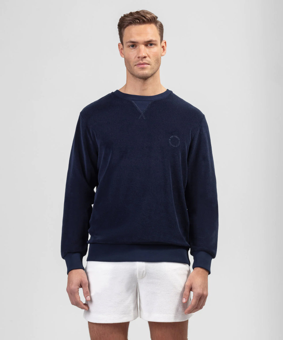 Terry Cotton Sweatshirt: Navy