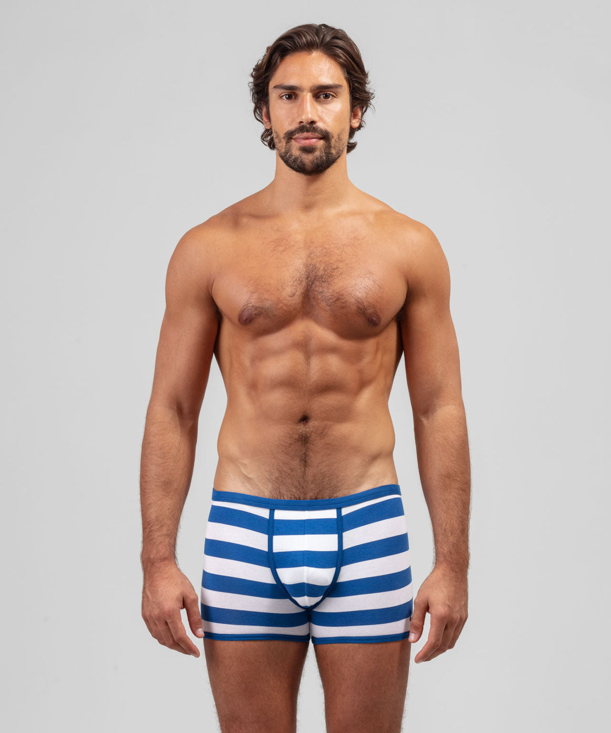 Boxer Briefs Wide Stripes: Greek Blue/White