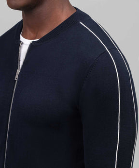 Cotton Silk Tennis Jacket: Navy