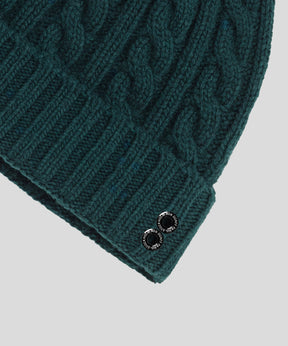 Cashmere Wool Telemark Beanie: Green Night