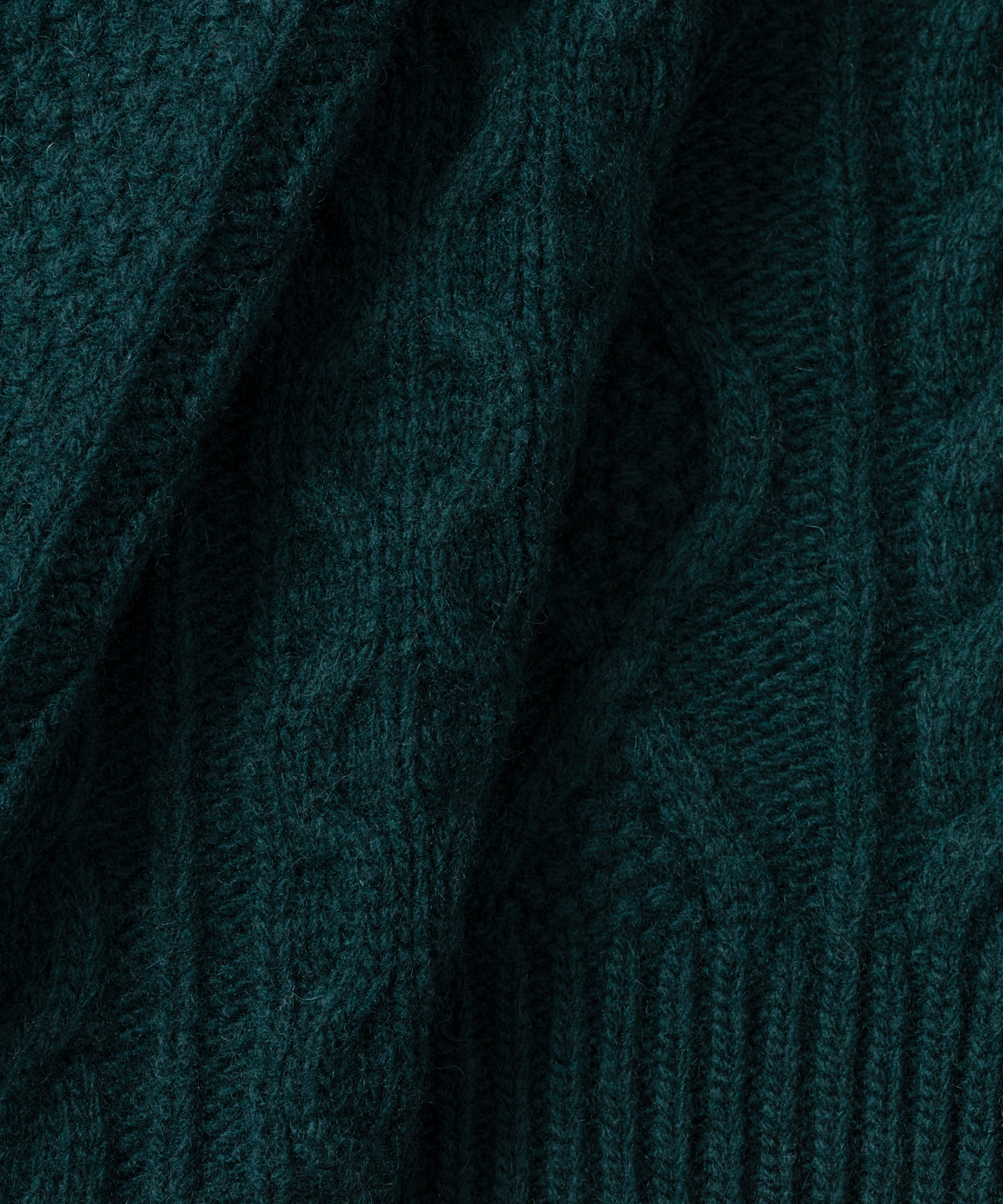 Wool Cashmere Telemark Sweater w Zip: Green Night