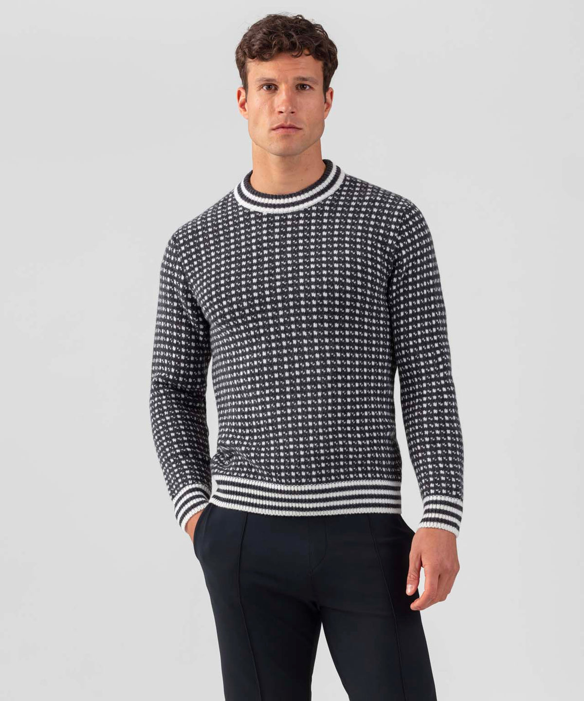 Swedish Fisherman Wool Sweater: Dark Grey