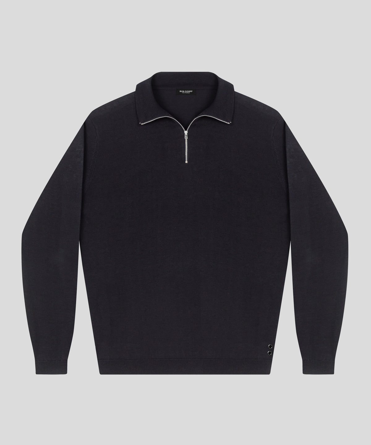 Cotton Silk RD Polo Long Sleeve: Black