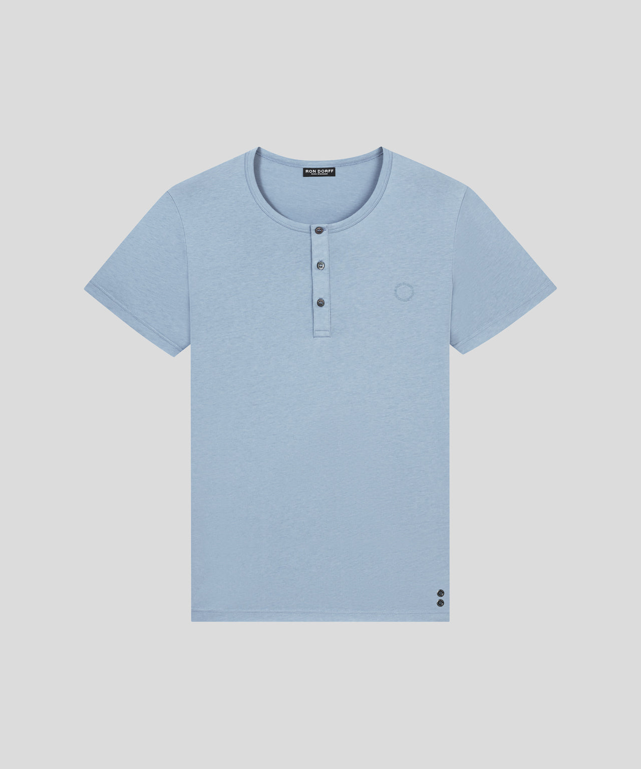 Cotton-Modal Henley T-Shirt: Dusty Blue