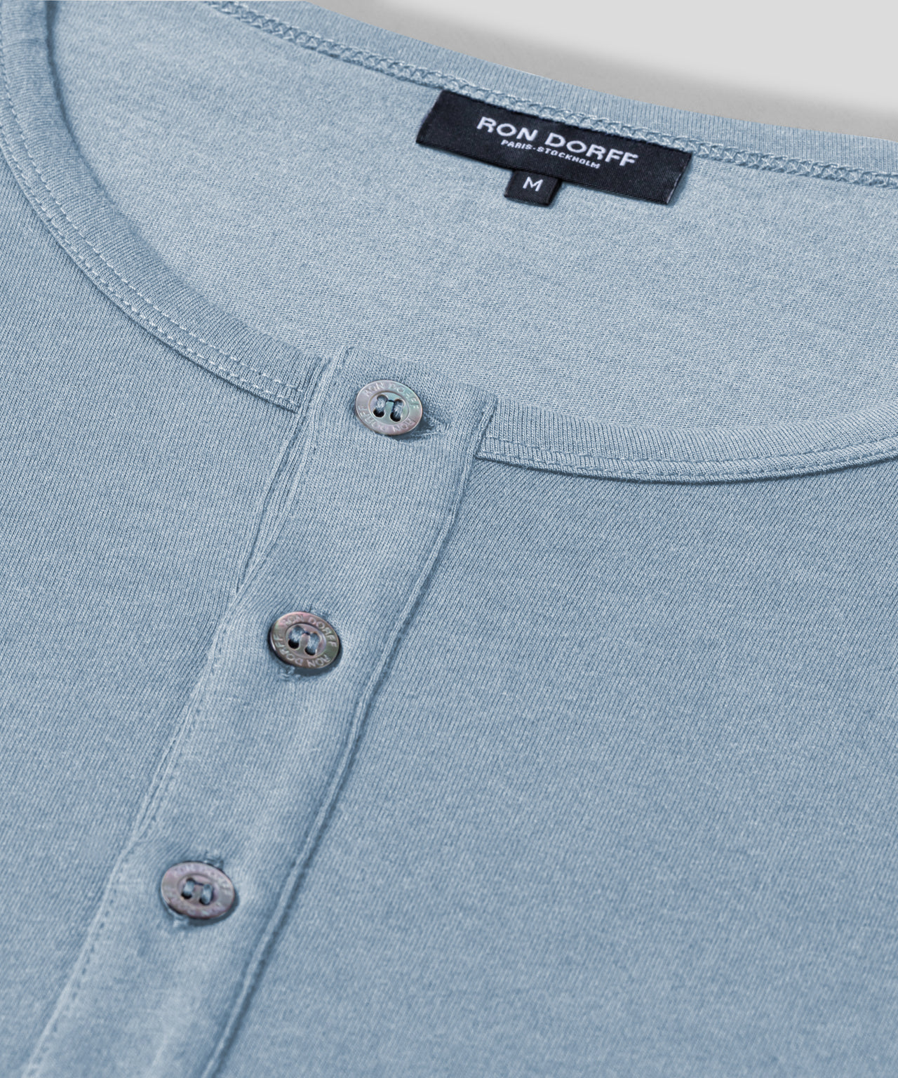 Cotton-Modal Henley T-Shirt: Dusty Blue