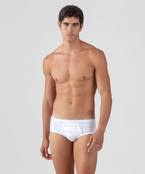 Y-Front Briefs w. Checks: White