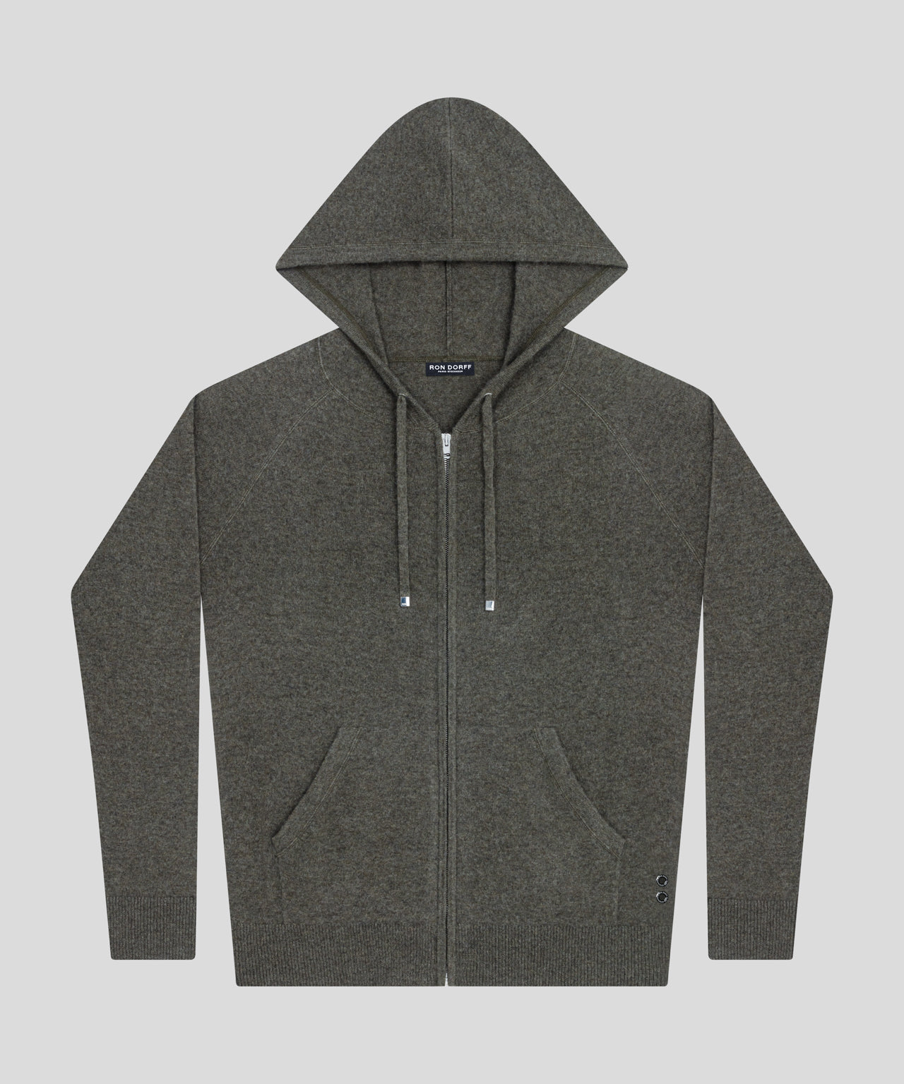 Cashmere Zipped Hoodie: Forest Green