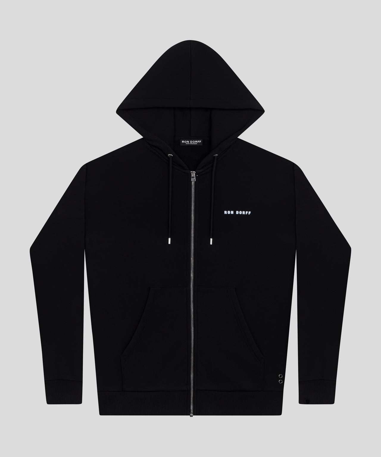 Organic Cotton Zipped Relaxed Fit Hoodie: Black