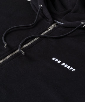 Organic Cotton Zipped Relaxed Fit Hoodie: Black
