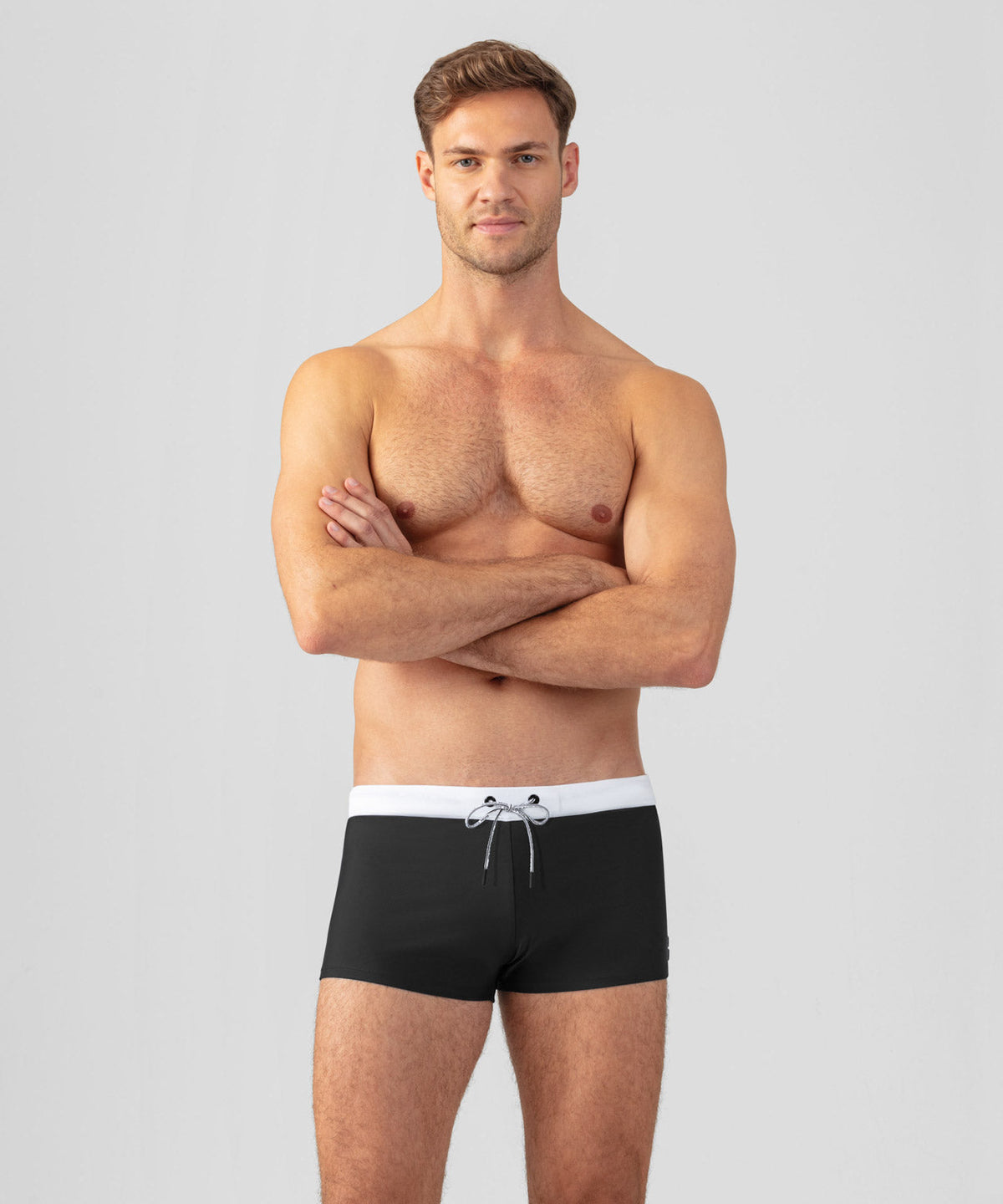 RD Swim Trunks w. White Waistband: Black