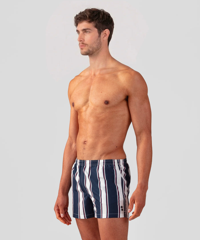 Swim Shorts w. Vertical Stripes: Navy