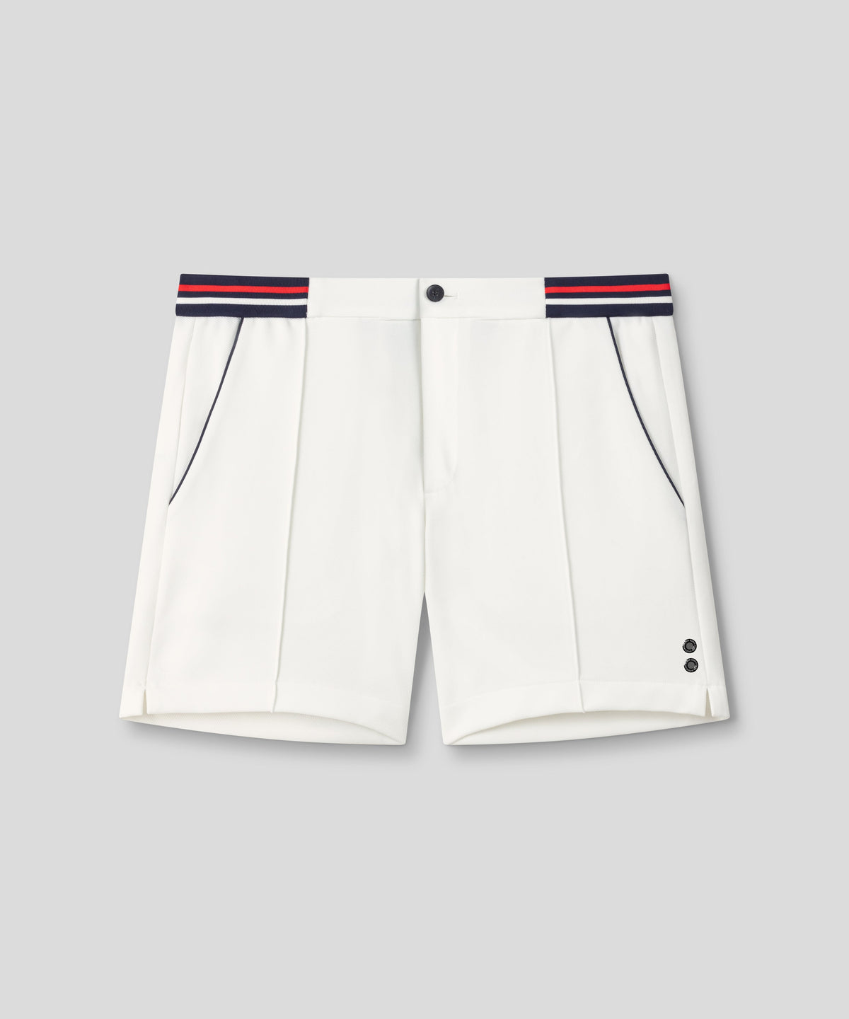 Tennis Shorts w. Striped Waist: Off White