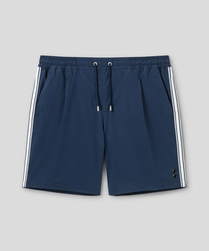 Light Sports Shorts w. Side Stripes: Deep Blue