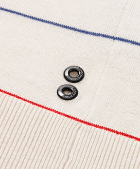Cotton-Silk Cashmere Sweater w. Tennis Stripes: Off White