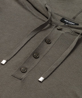 Light Cotton-Silk Hoodie Sweater: Army Green