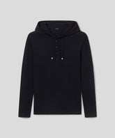 Light Cotton-Silk Hoodie Sweater: Black