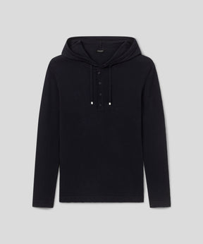 Light Cotton-Silk Hoodie Sweater: Black