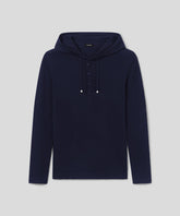 Light Cotton-Silk Hoodie Sweater: Navy