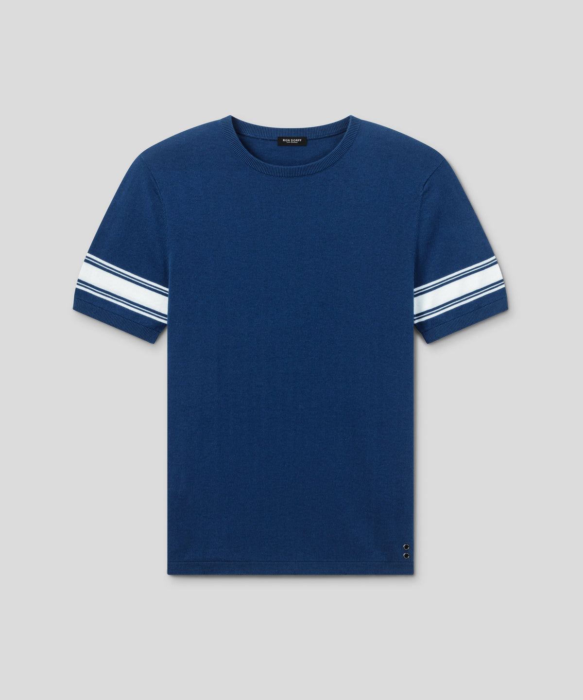 Knitted T-Shirt w. Stripes: Deep Blue