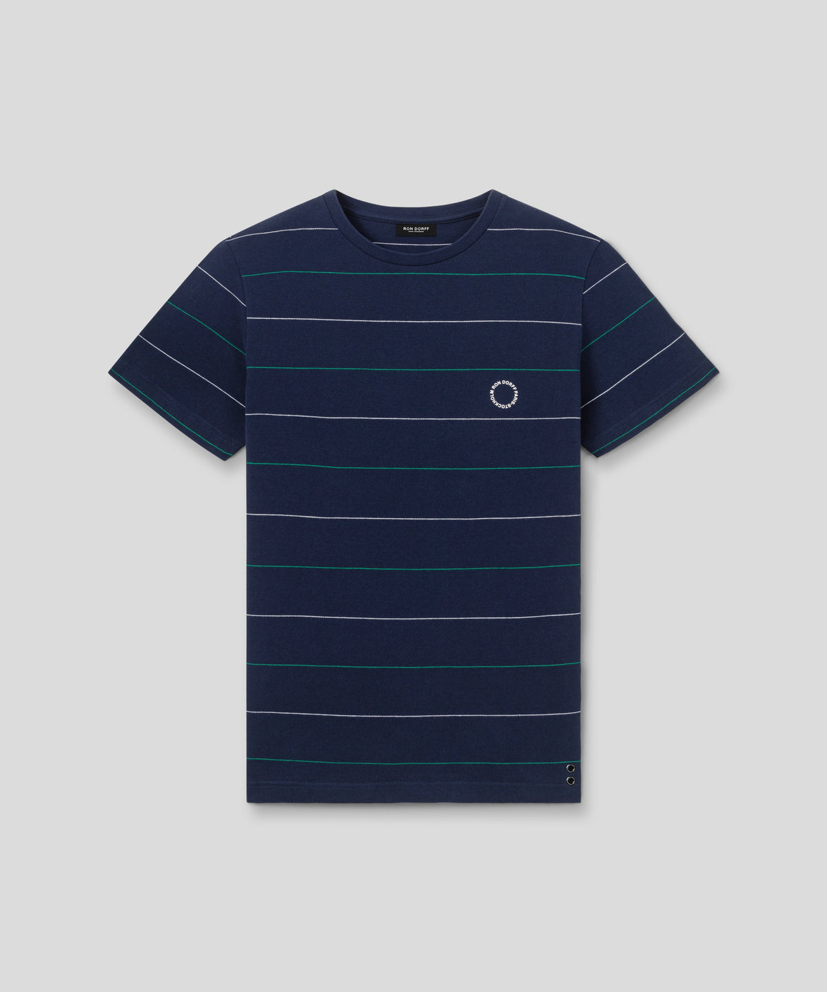 Cotton Piqué T-Shirt w. Tennis Stripes: Navy