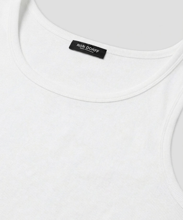 Army Ribbed Tank Top: White