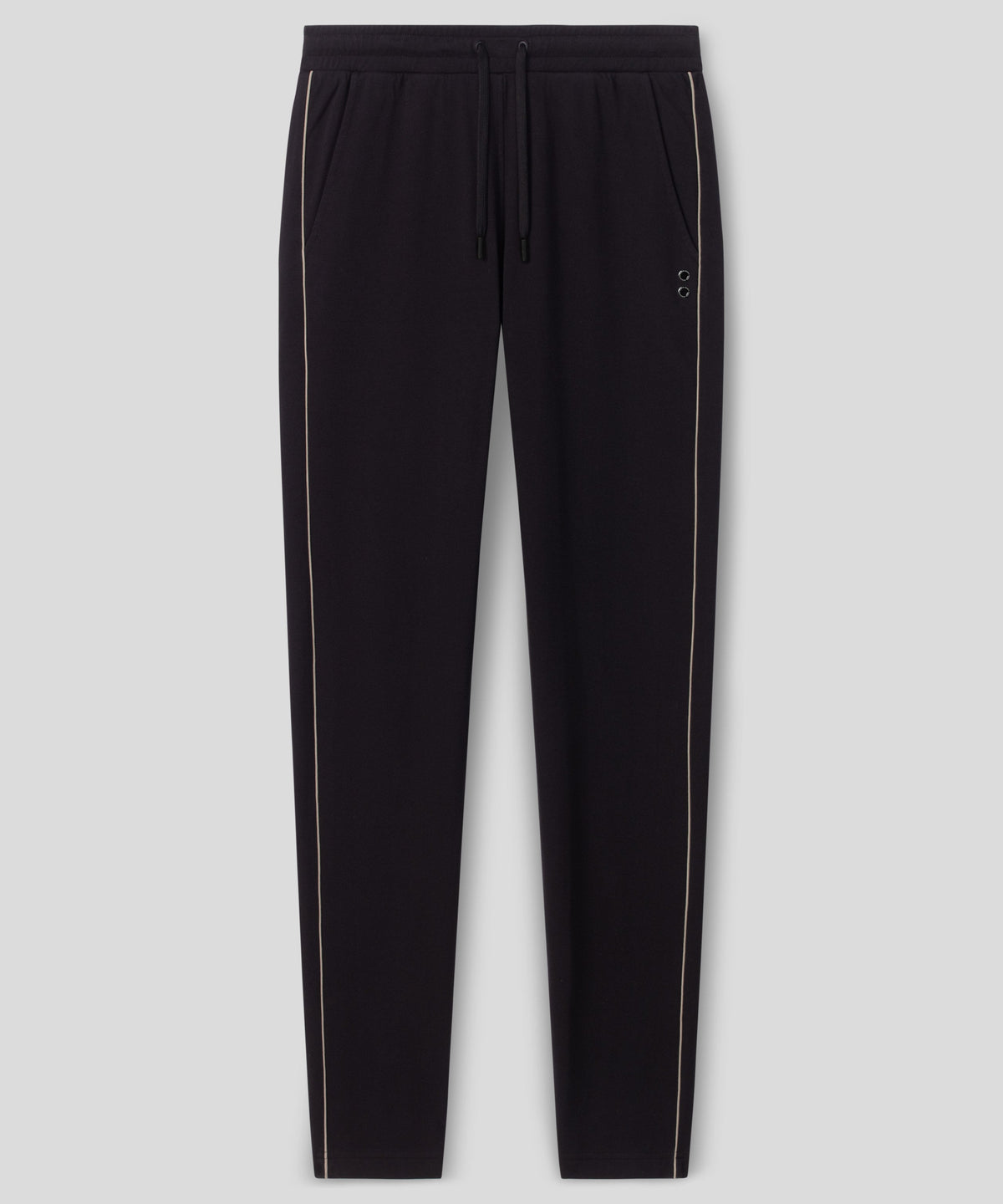 Cotton Piqué Pants w. Piping: Black