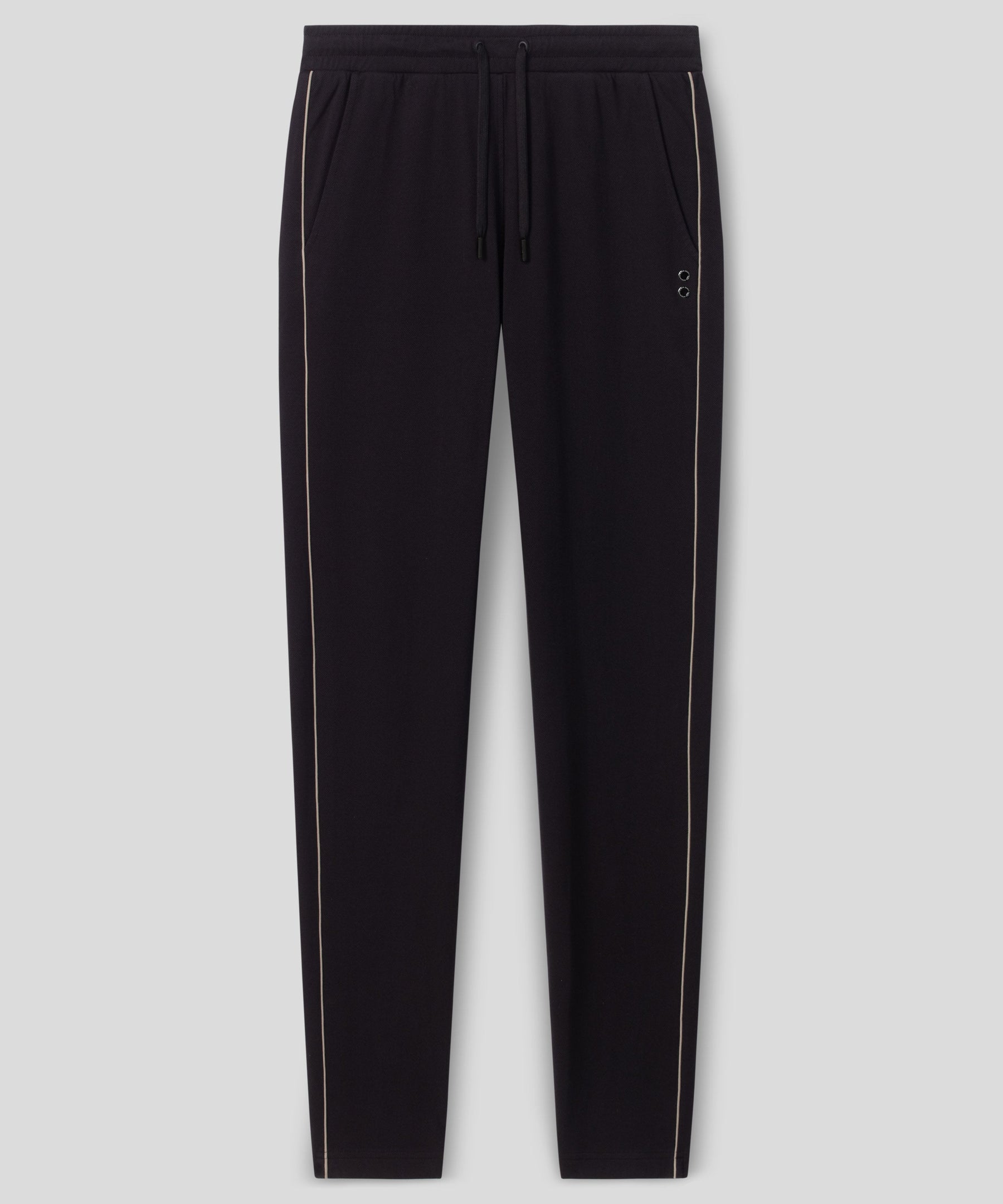 Cotton Piqué Pants w. Piping: Black