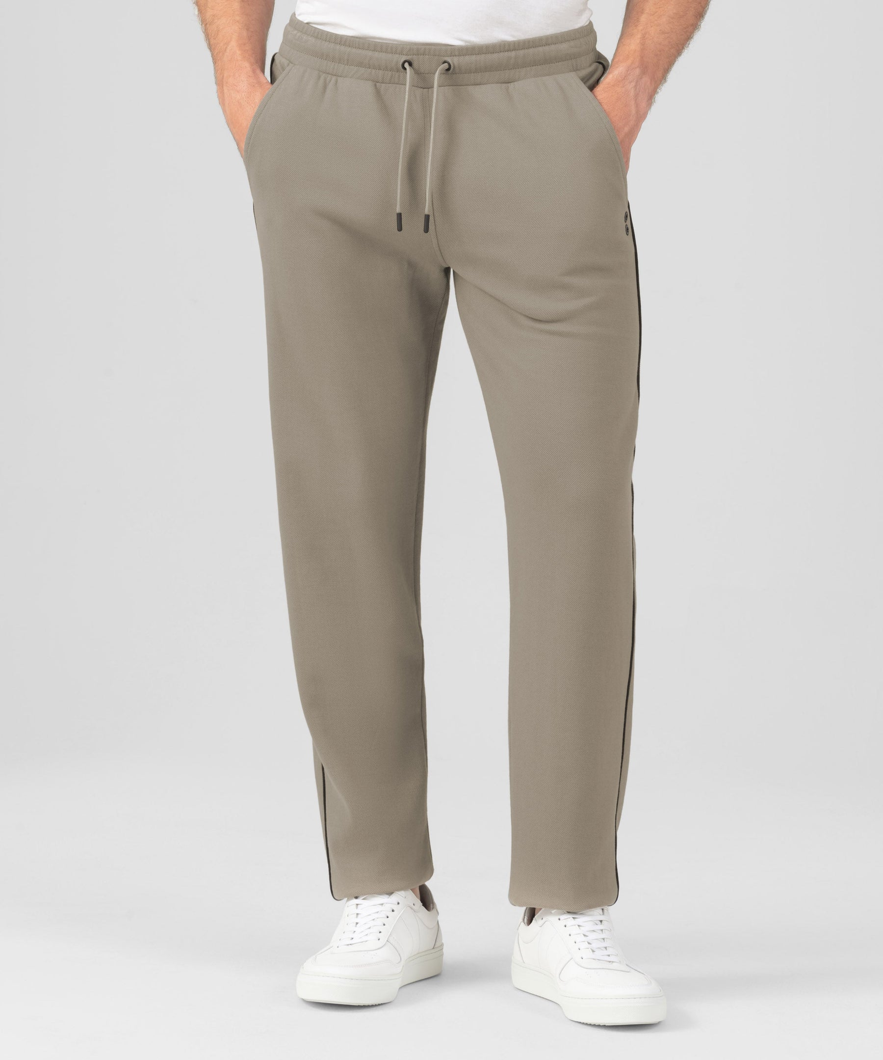 Cotton Piqué Pants w. Piping: Dusty Beige