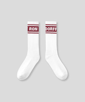 Sports Socks RD w. Stripes: Burnt Red