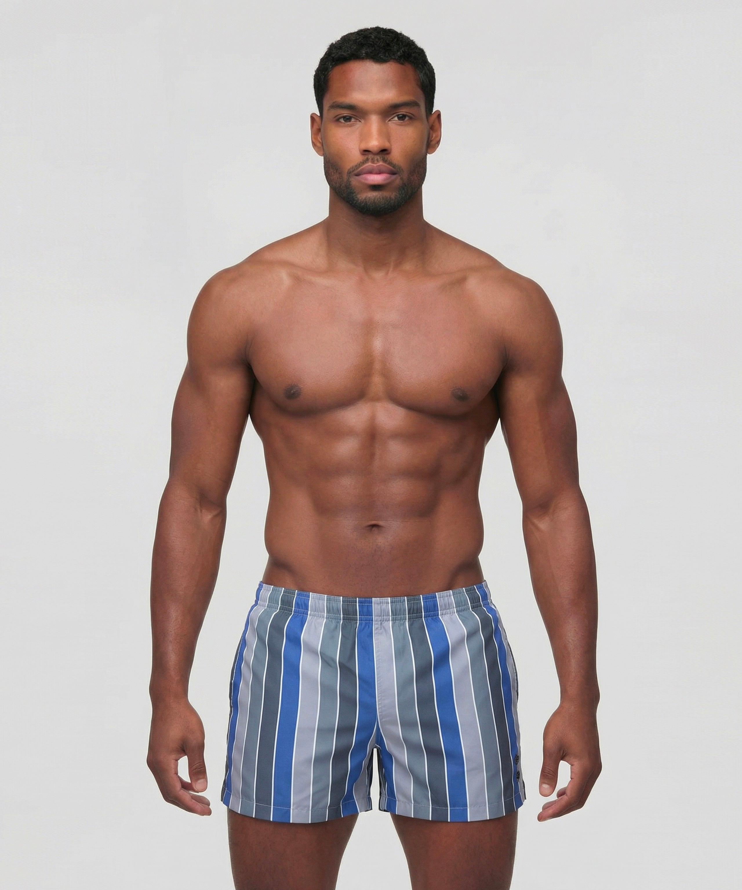 Swim Shorts w. Multico Stripes: Fjord Blue
