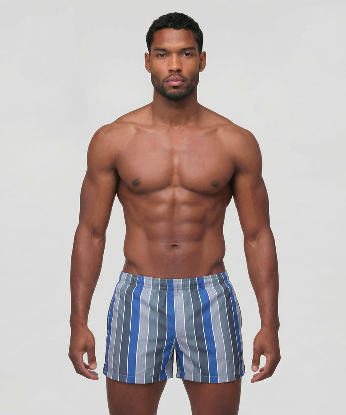 Swim Shorts w. Multico Stripes: Fjord Blue