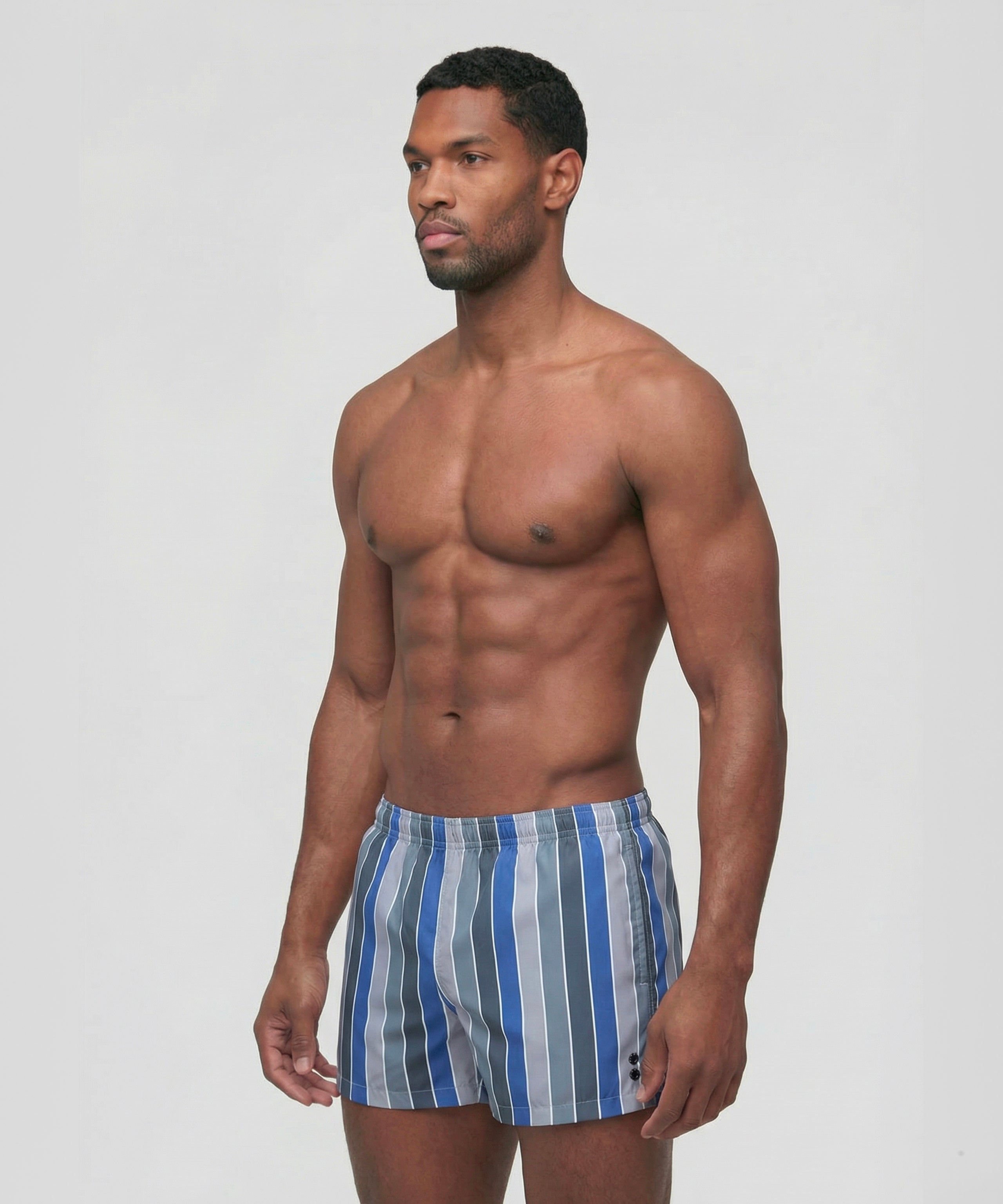 Swim Shorts w. Multico Stripes: Fjord Blue