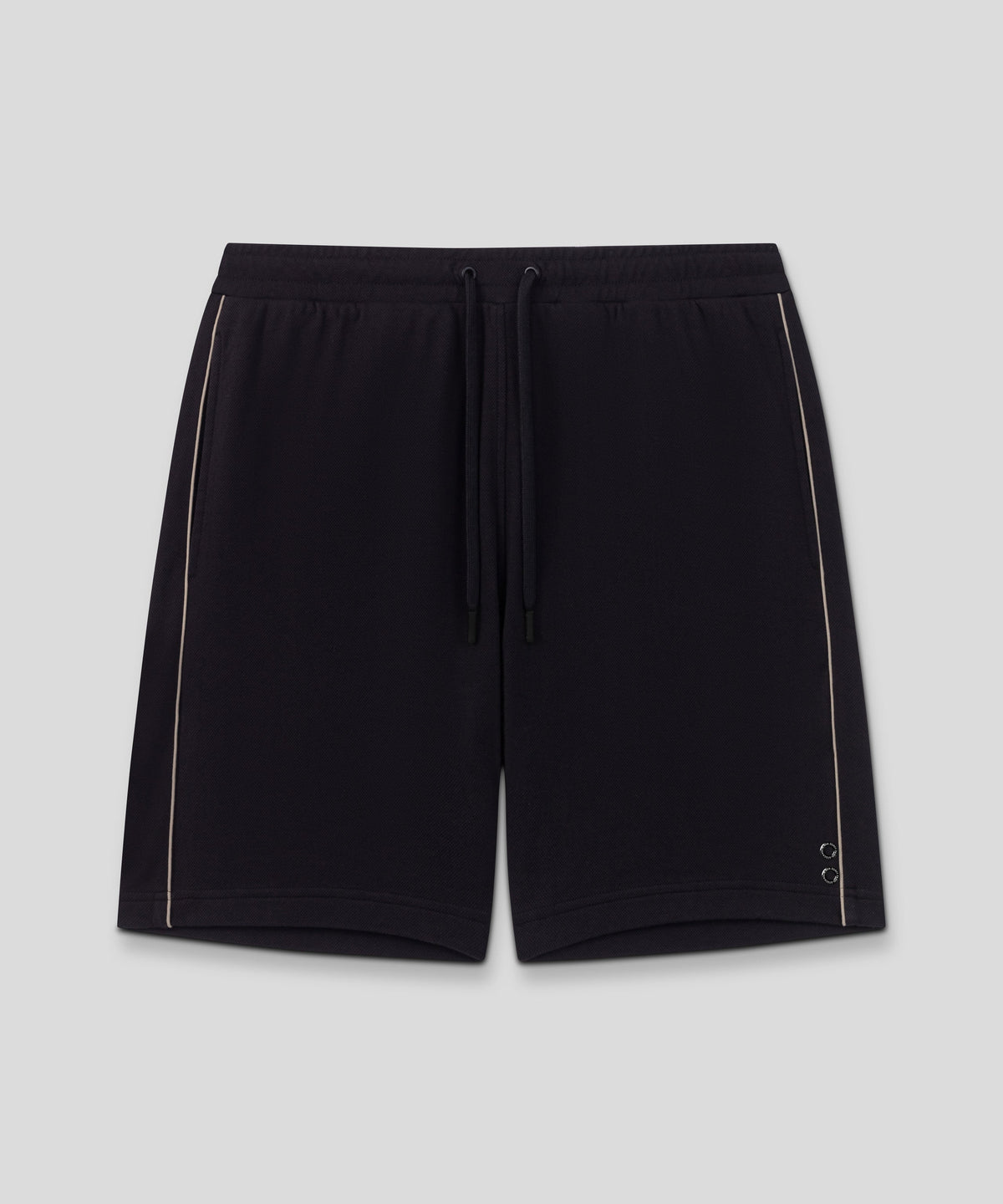 Cotton Piqué Jogging Shorts w. Piping: Black