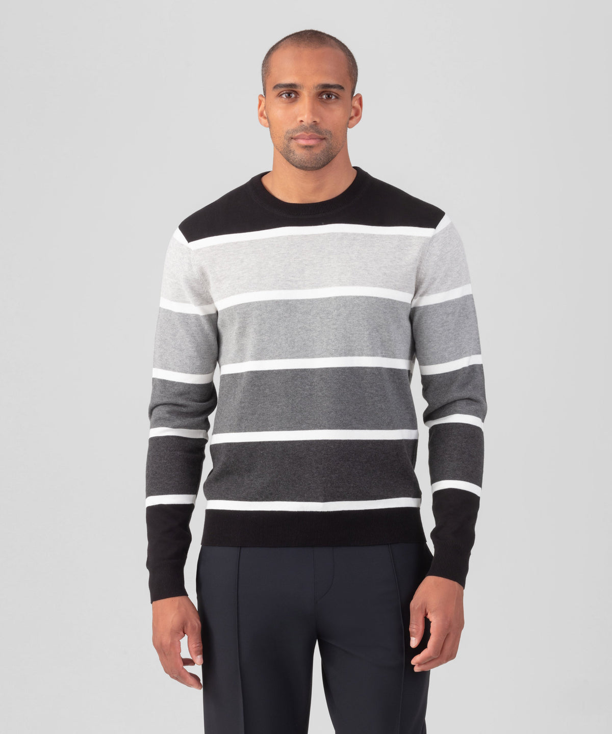 Cotton Panelled Sweater: Black