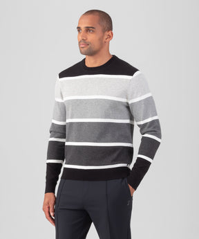 Cotton Panelled Sweater: Black