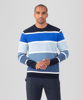 Cotton Panelled Sweater: Navy