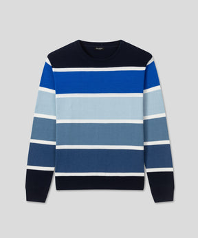 Cotton Panelled Sweater: Navy