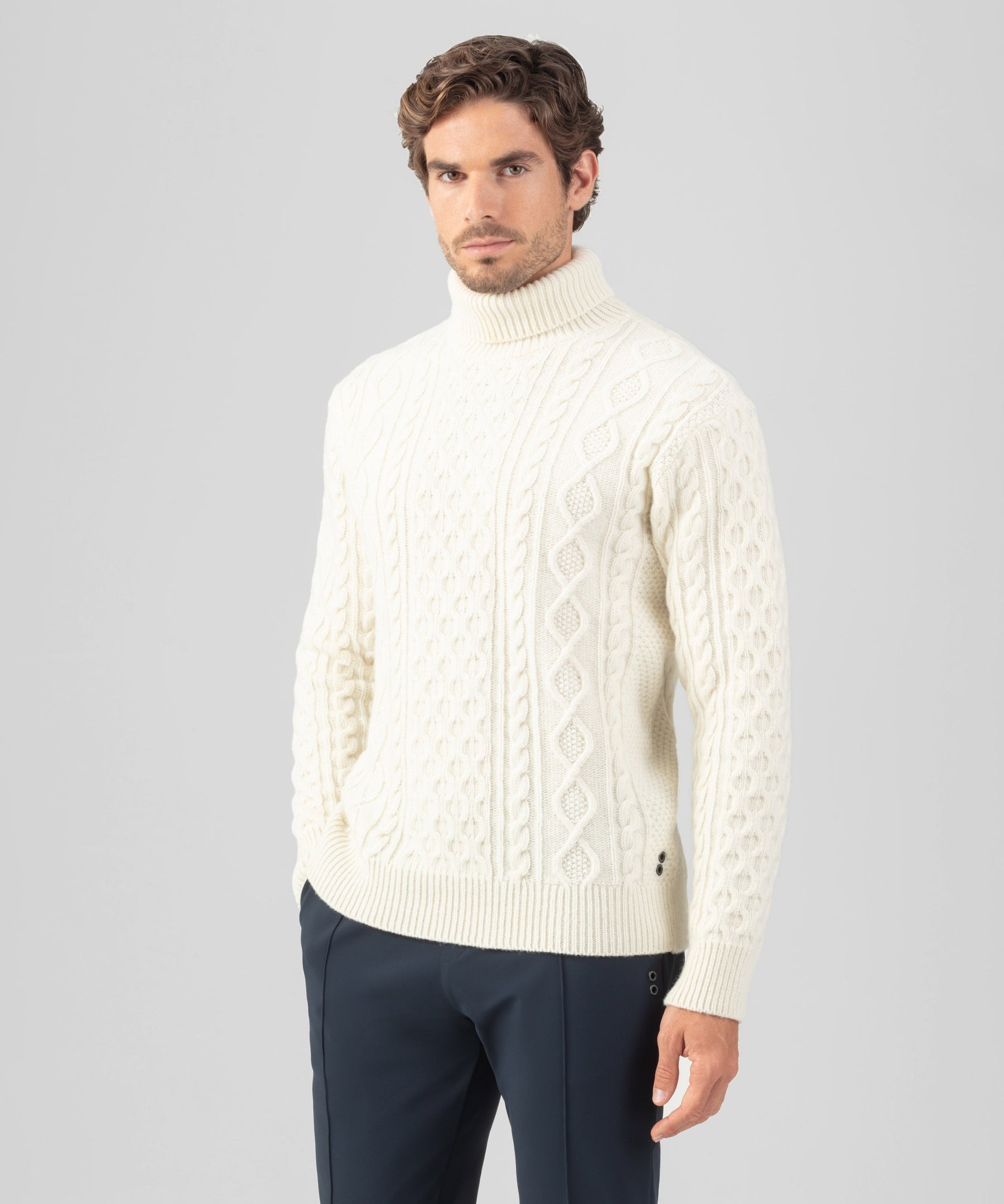 Wool Cashmere Telemark Sweater Turtle Neck: Off White